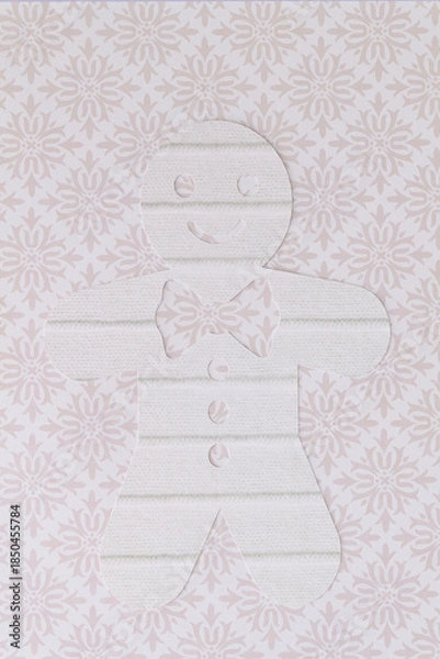 Obraz paper ginger bread man silhouette on paper with pattern