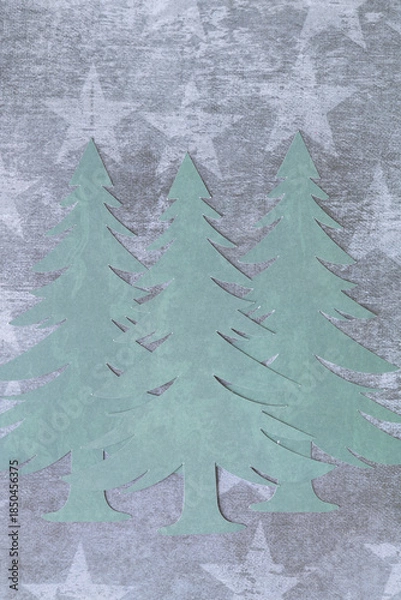 Obraz three stylized machine-cut paper trees on paper with stars