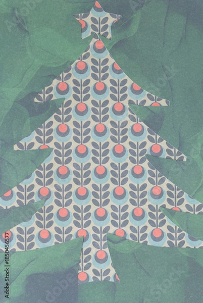 Obraz holiday tree stencil with geometric pattern