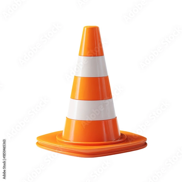 Obraz Classic Roadwork Safety Cone on White