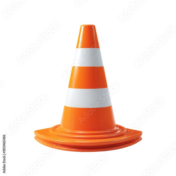 Obraz Classic Roadwork Safety Cone on White