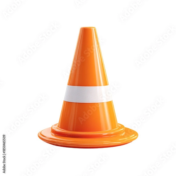 Obraz Classic Roadwork Safety Cone on White