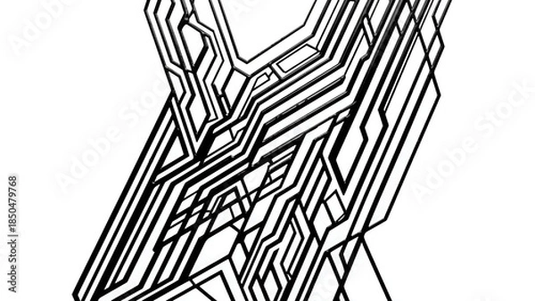 Obraz Abstract black ink forming abstract patterns on a white background