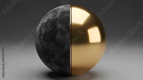 Obraz Abstract D rendered sphere half material 2