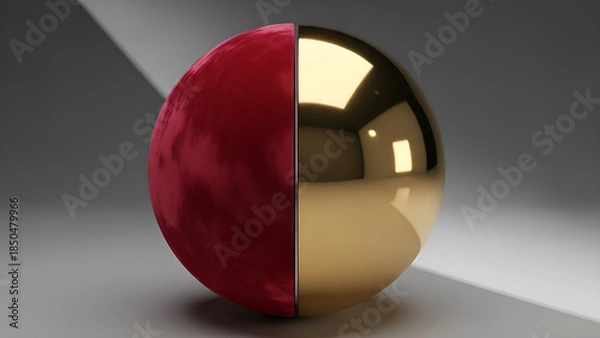 Obraz Abstract D rendered sphere half material