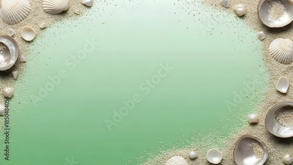 Fototapeta Marine Shell Border for Summer Design