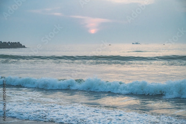 Obraz 茨城　早朝の日川浜海水浴場