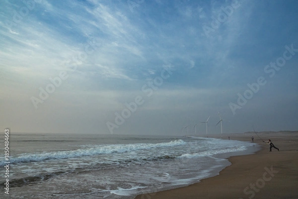 Obraz 茨城　早朝の日川浜海水浴場