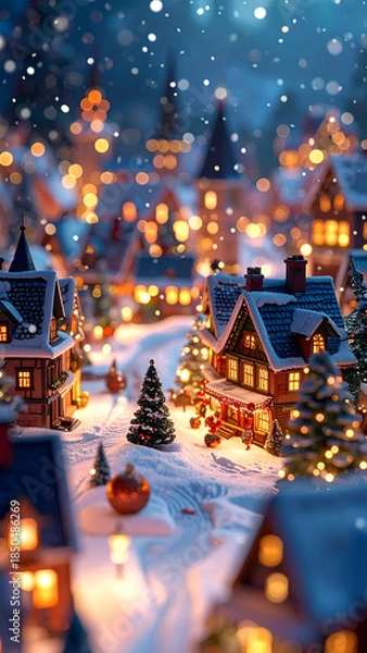 Obraz Winter Village Scene