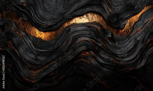 Obraz Abstract black and gold texture background with flowing pattern