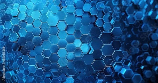 Fototapeta Abstract blue hexagonal pattern representing technology and connectivity.