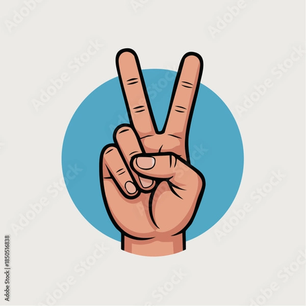 Obraz Peace Sign Hand Gesture Illustration