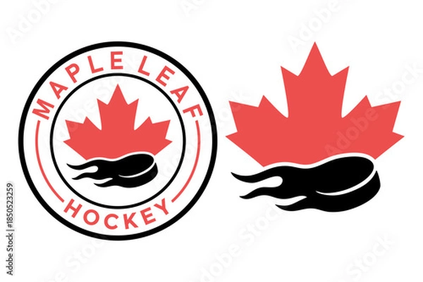 Obraz maple leaf hokey logo design vector art