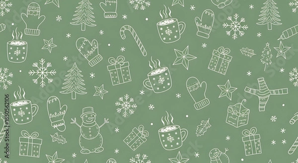 Obraz Festive holiday pattern christmas elements and transparent background