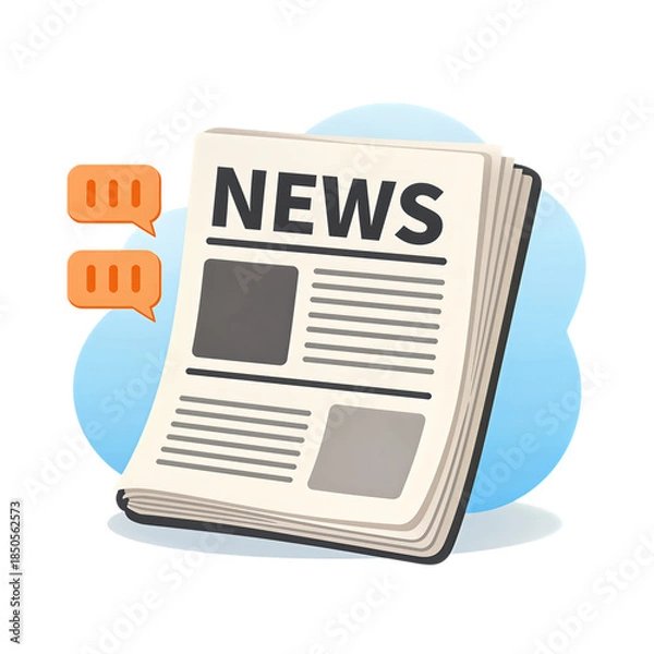 Obraz Folded newspaper with speech bubbles.