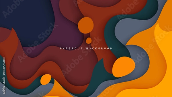 Obraz Papercut Vector Background colorful wavy shape