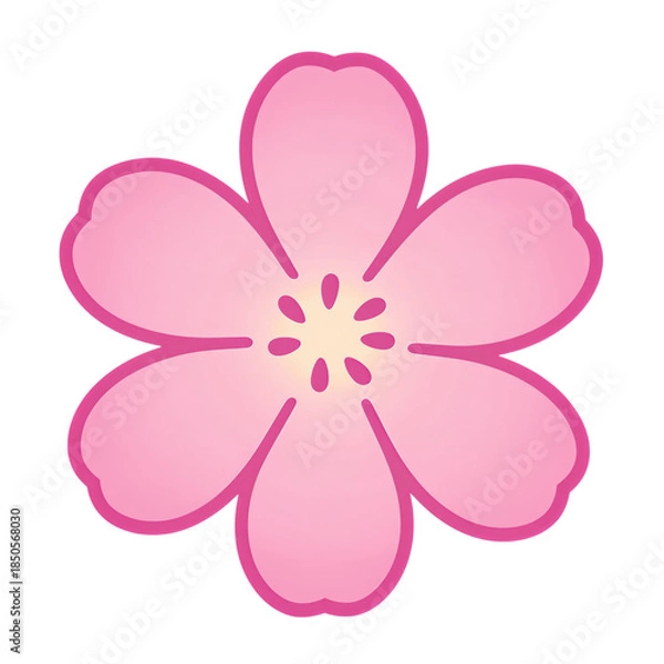 Obraz Pink flower with five rounded petals.