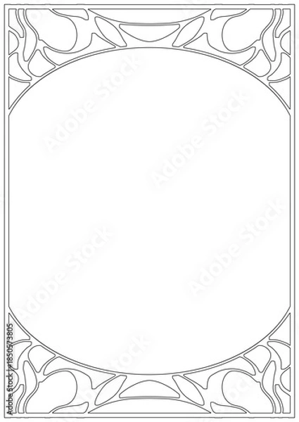 Obraz 装飾フレーム。アールヌーボー風。白（黒縁）