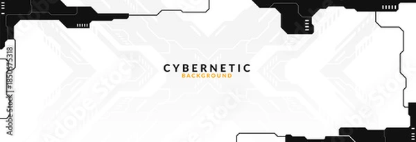 Obraz Abstract Modern Tech Background Minimal Geometric Circuit Pattern in Black