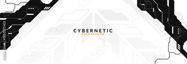 Obraz Abstract Modern Tech Background Minimal Geometric Circuit Pattern in Black