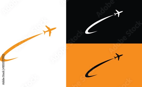 Obraz Stylized Airplane Flight Path Logo Concept