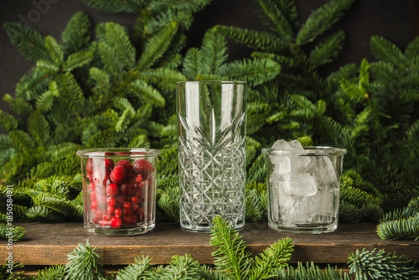 Obraz Making cocktail. Christmas mojito. Selective focus.