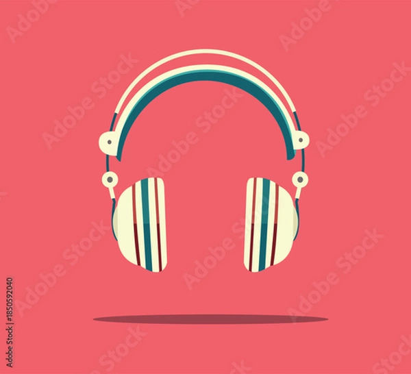 Obraz headphones icon flat vector illustration