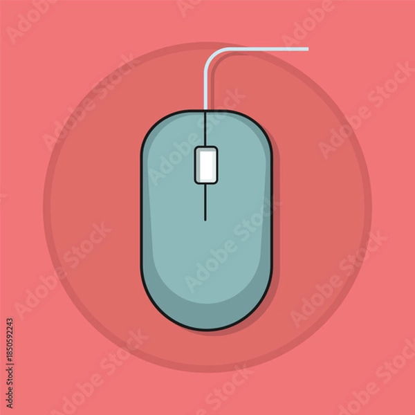 Obraz computer mouse flat illustration with solid background