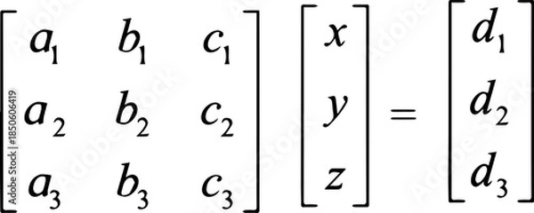 Obraz Matrix Linear Algebra Vector Illustration Explaining Mathematical Transformations, Coordinate Systems and Analytical Structures
