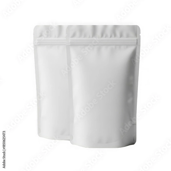 Obraz Empty white stand-up pouch isolated on transparent background