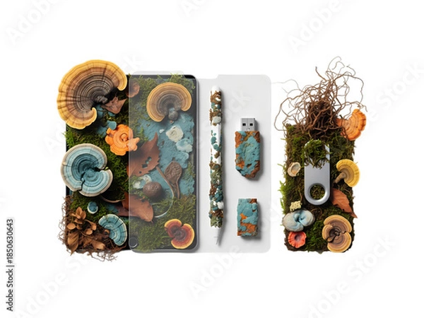 Obraz 自然要素が調和した創造的なデジタル風景