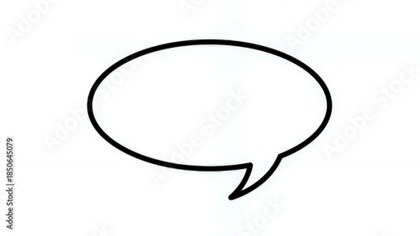 Fototapeta 白背景に映える黒枠の楕円形スピーチバブル アイコン