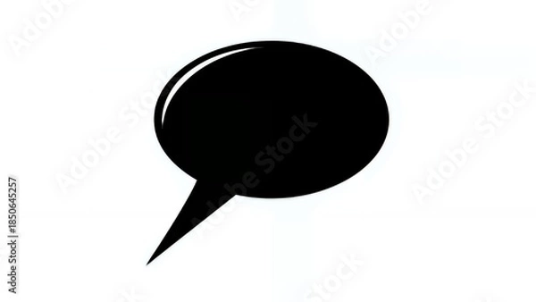 Fototapeta ツヤ感のある黒いスピーチバブル モノトーンのメッセージアイコン