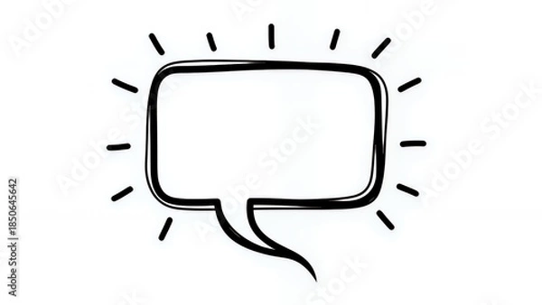 Fototapeta キラキラした強調スピーチバブル 手描きラインのデザイン枠