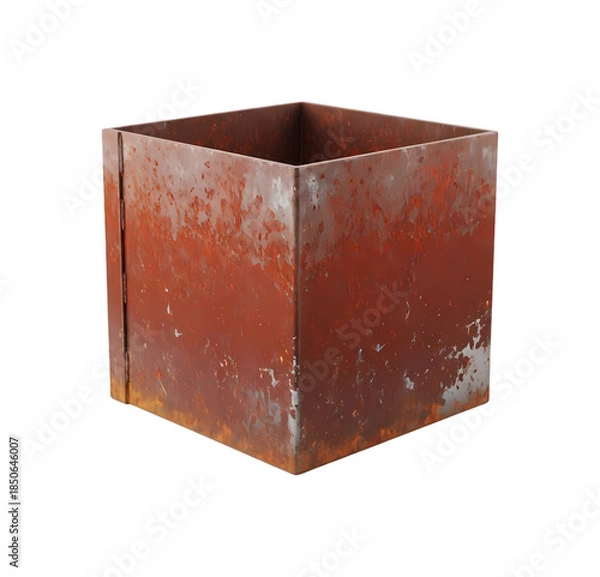 Obraz 錆びた金属箱の静止画、立方体の容器