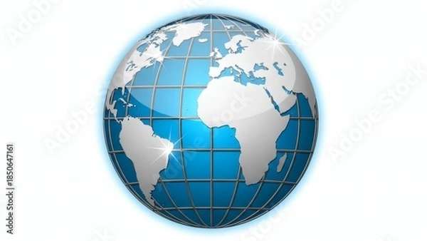 Obraz Modern Digital World Globe in Blue Tones with Latitude Longitude Lines