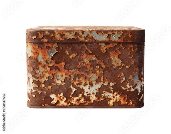 Obraz 錆びた金属箱、古い外観、使い古された質感