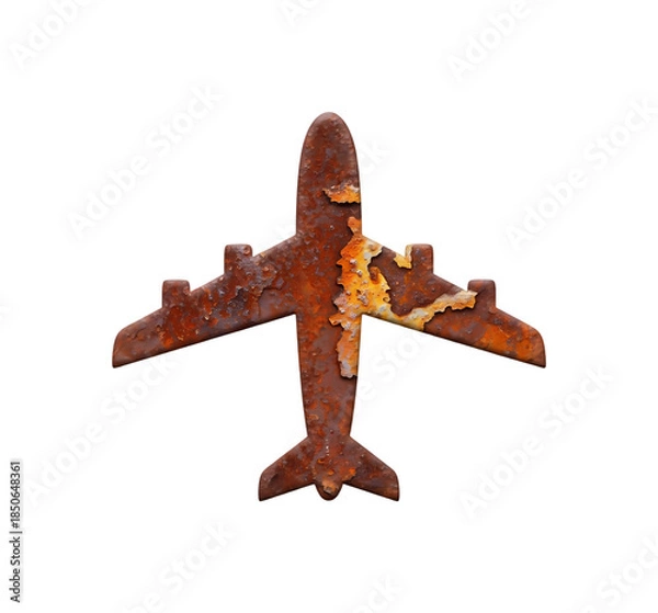 Obraz 錆びた飛行機模型、孤独な航空機シルエット