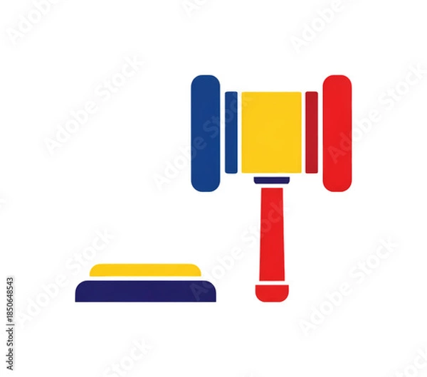 Obraz カラフルな裁判ハンマー、正義の象徴イラスト