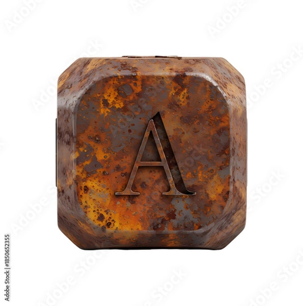 Obraz 錆びた文字Aの金属ブロックが目立つ