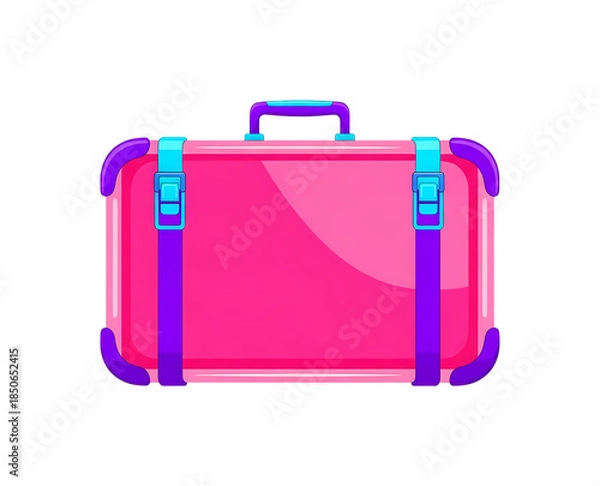Obraz ピンク色の旅行用スーツケースが鮮やかに輝く