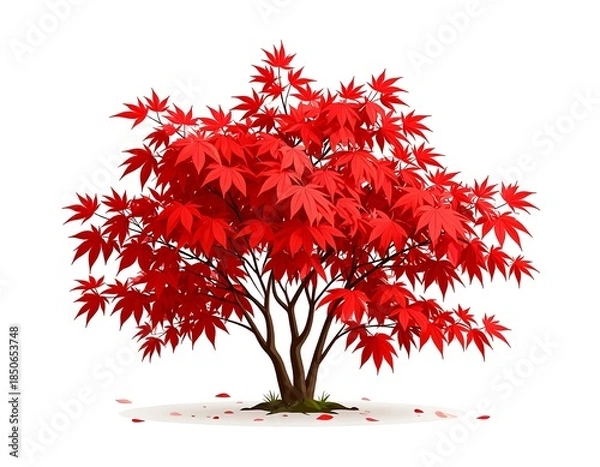 Obraz Vibrant red maple tree, full autumn foliage