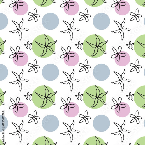 Obraz Floral seamless pattern for print, fabric, wallpaper. Modern hand drawn flowers background. 