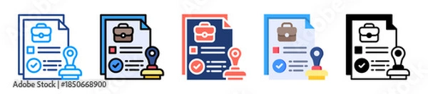 Obraz Work Permit Icon Sheet Multiple Style Collection 