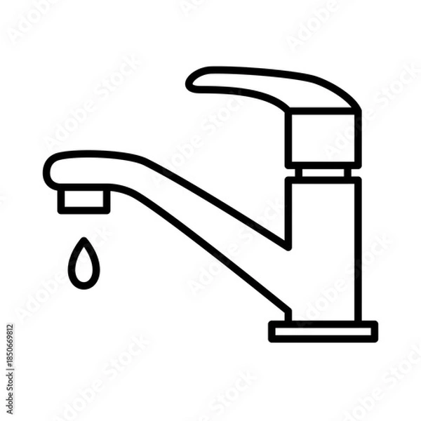 Obraz 節水を呼びかけるレバー式の水栓・蛇口アイコン
