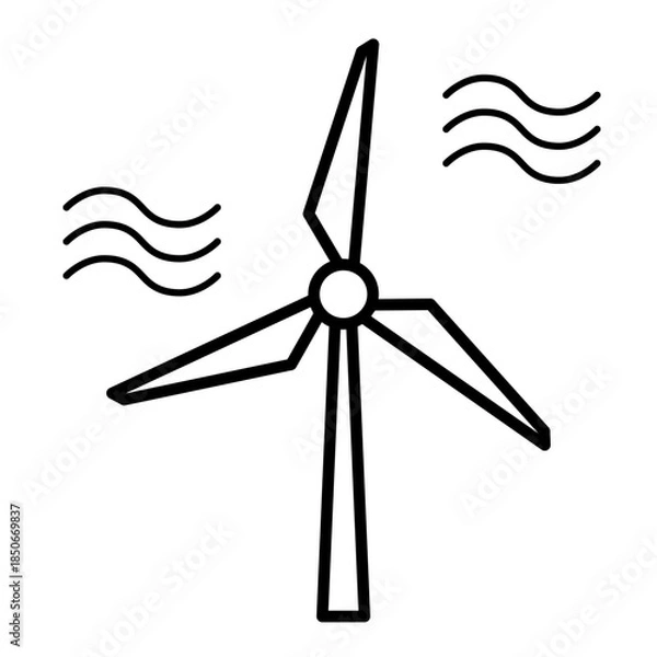 Fototapeta 3枚ブレードの風力発電機アイコン　ベクターイラスト