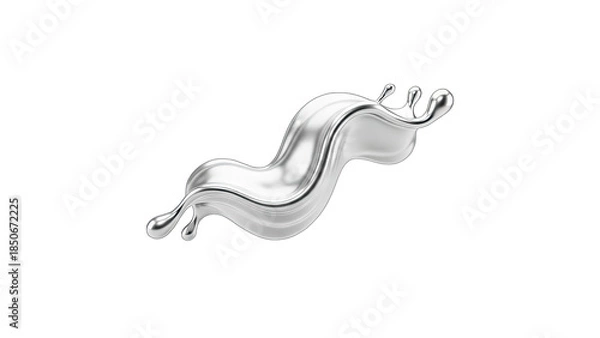 Obraz Silver Liquid Splash Isolated on White Background