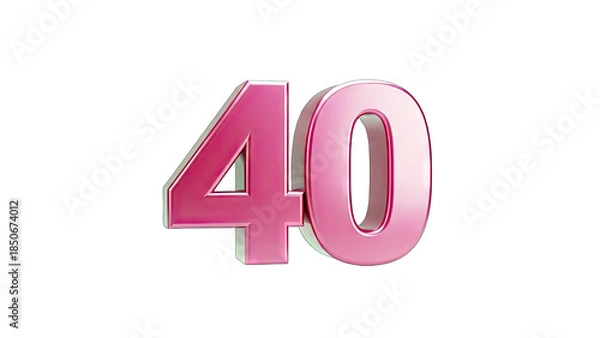 Obraz Pink 3D Number 40 Isolated on White Background