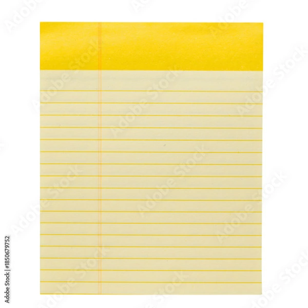 Obraz Blank yellow notepad with lines for notes or writing tasks