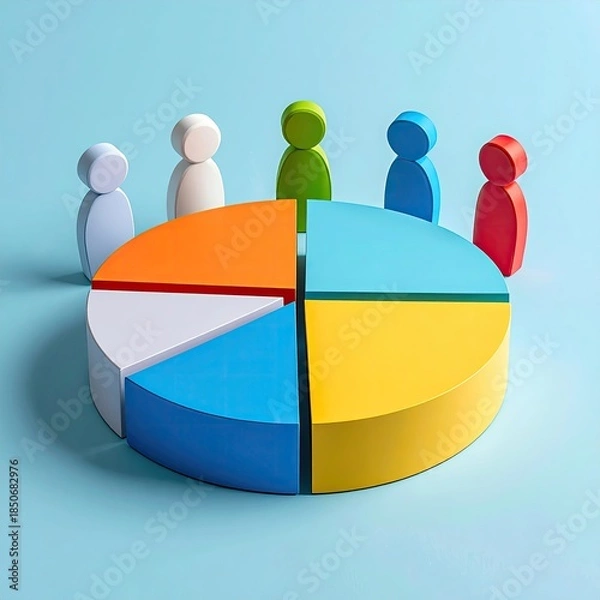 Obraz Colorful pie chart surrounded by small figures